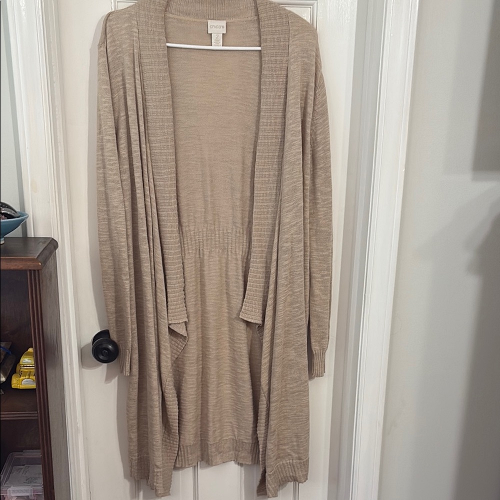 Chico's Beige Open-Front Cardigan